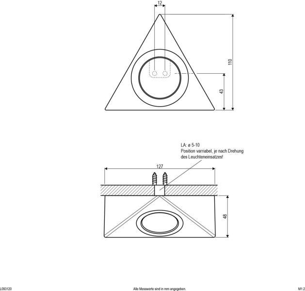 EVN LED Anbauleuchte, Pyramidenform, IP20, 12V/DC, 3000K, 2W, 90lm, EDS (L093120)