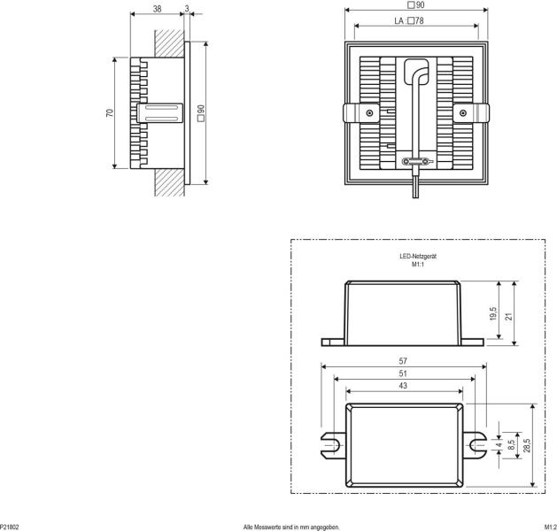 EVN LED Wandeinbau, IP20, 100-240V, 2,2W, 3000K, 150lm, weiß (P21802)