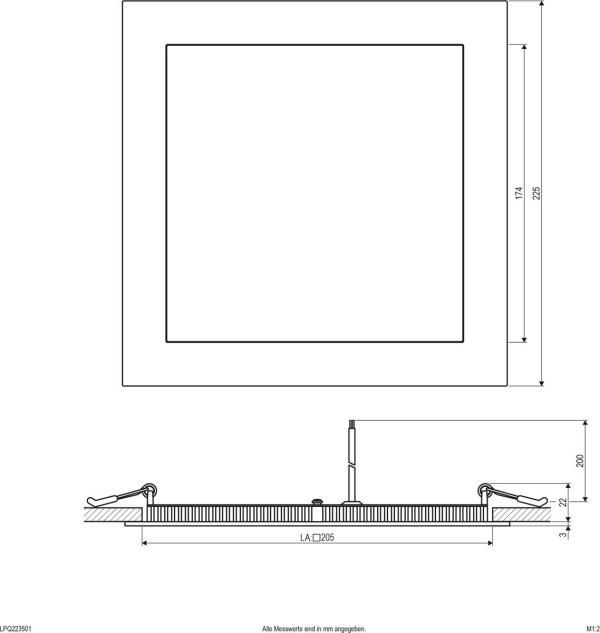 EVN LPQ-Serie LED Einbaupanel, quadratisch, IP20, 21W, 4000K, 1880lm, 350mA, silber (LPQ223501)