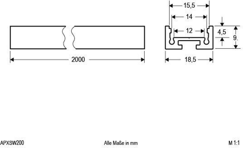 EVN U-Profil, extra flach, Aluminium-Profil, 200cm, weiß pulverbeschichtet (APXSW200)