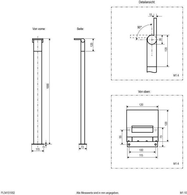 EVN VERTICA LED Wegeleuchte, IP54, 100-240V, 10W, 3000K, 600lm, 1000mm, schwenkbar, anthrazit (PL54151002)