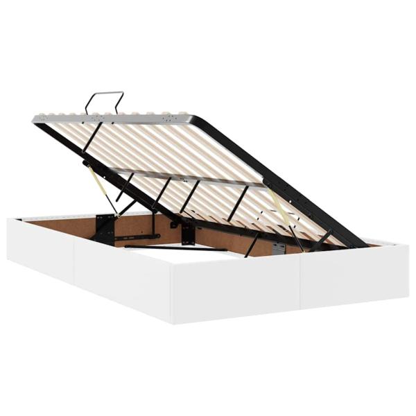 Bett mit LED-Lichtleisten Reinweiß 120 x 200 cm PVC