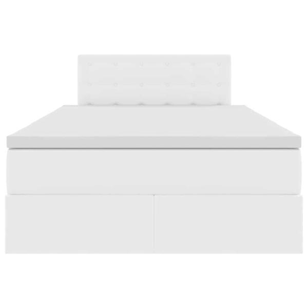 Bett mit LED-Lichtleisten Reinweiß 120 x 200 cm PVC