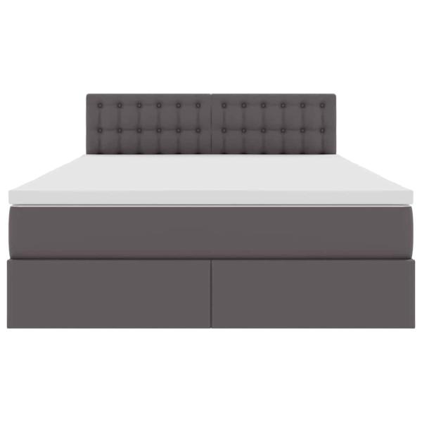 Bett mit LED-Lichtleisten mit Kopfteil Grau 140 x 190 cm PVC