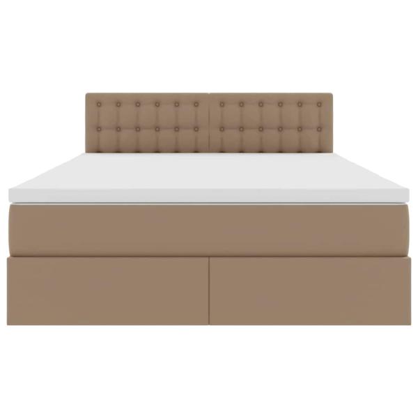 Bett mit LED-Lichtleisten Cappuccino 140 x 190 cm PVC