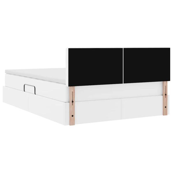 Bett mit LED-Lichtleisten Reinweiß 140 x 200 cm PVC