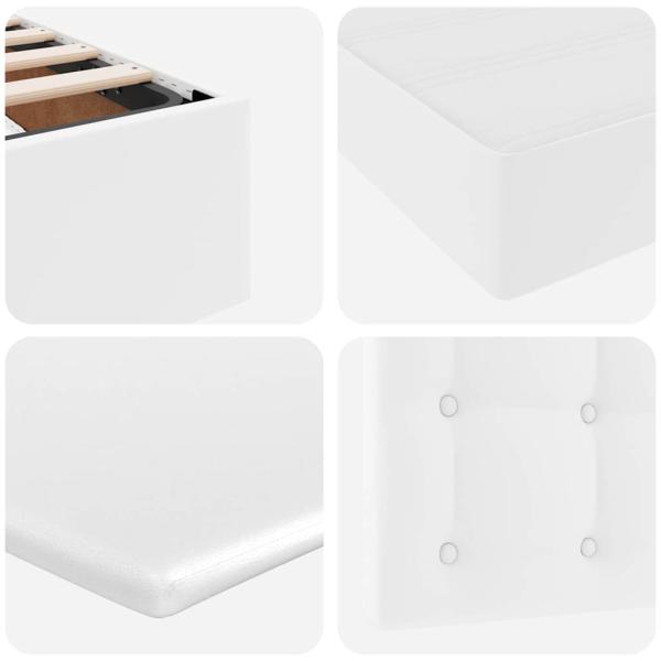 Bett mit LED-Lichtleisten Reinweiß 140 x 200 cm PVC