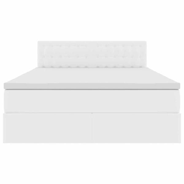 Bett mit LED-Lichtleisten Reinweiß 140 x 200 cm PVC