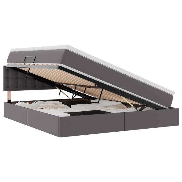 Bett mit Stauraum und LED mit LED Grau 180 x 200 cm Kunstleder
