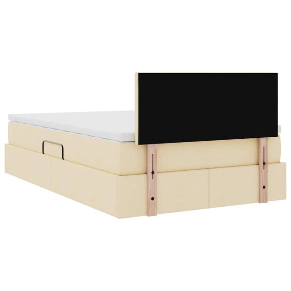 Bett mit LED-Lichtleisten mit Kopfteil Creme 120 x 200 cm Stoff
