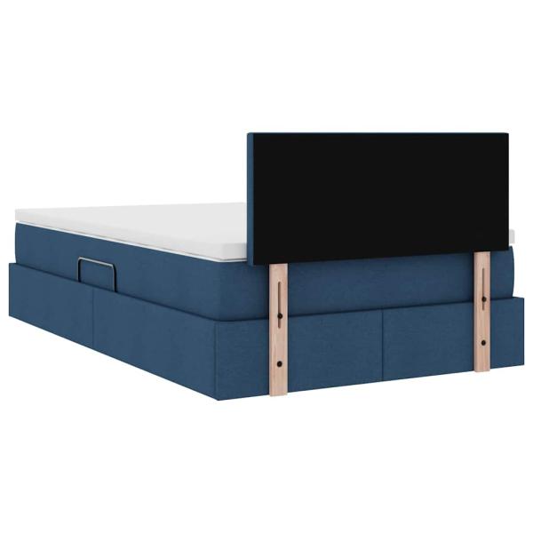 ARDEBO.de - Bett mit LED-Lichtleisten mit Kopfteil Blau 120 x 200 cm Stoff