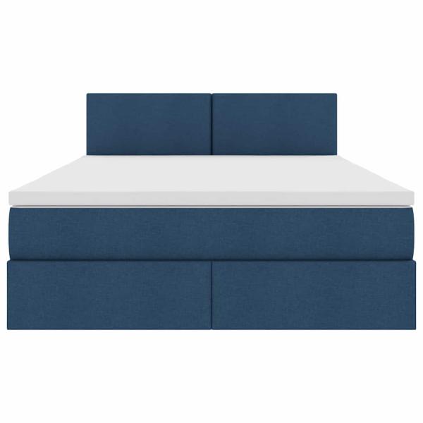 Bett mit LED-Lichtleisten mit Kopfteil Blau 140 x 200 cm Stoff