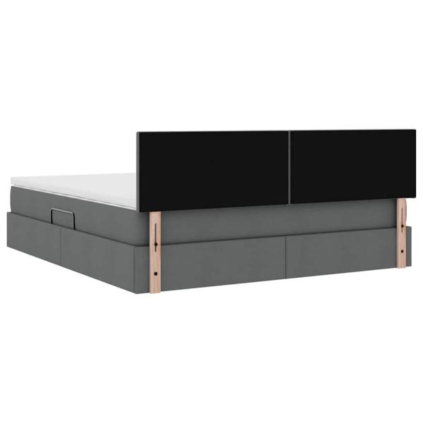 Bett mit LED-Lichtleisten Dunkelgrau 180 x 200 cm Stoff