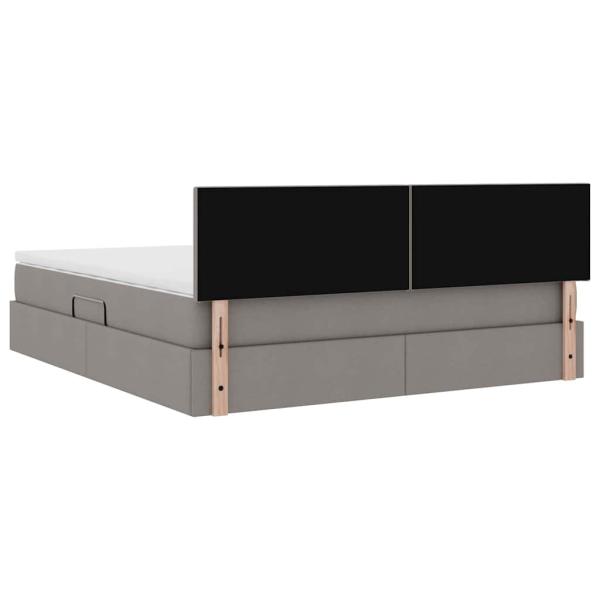 Bett mit LED-Lichtleisten mit Kopfteil Taupe 180 x 200 cm Stoff