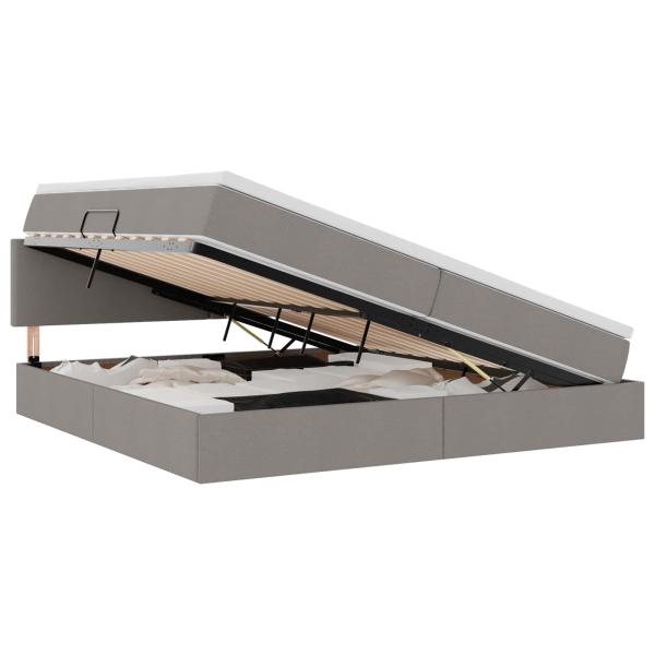 ARDEBO.de - Bett mit LED-Lichtleisten mit Kopfteil Taupe 200 x 200 cm Stoff