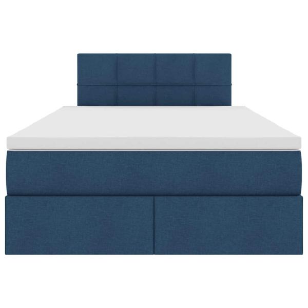 Bett mit LED-Lichtleisten mit Kopfteil Blau 120 x 200 cm Stoff