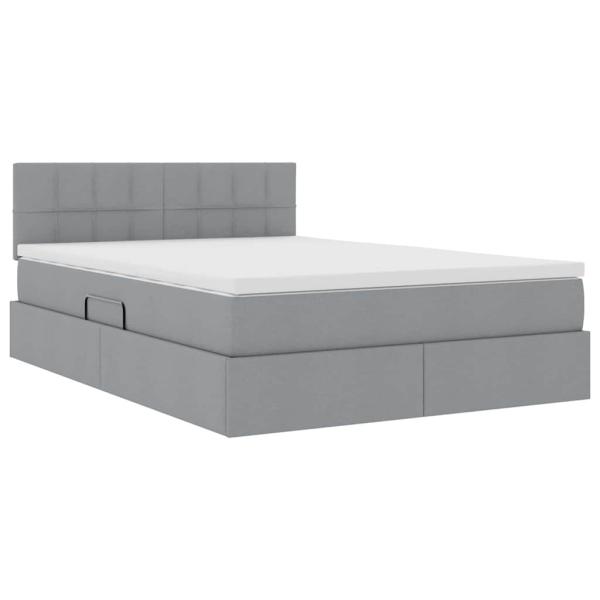 Bett mit LED-Lichtleisten Hellgrau 140 x 190 cm Stoff