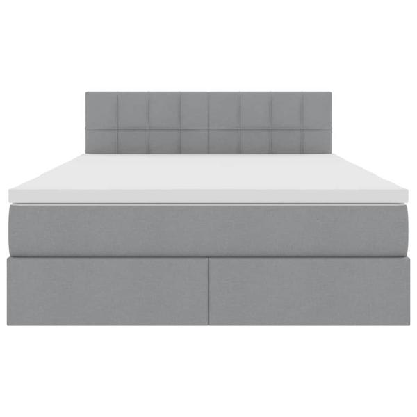 Bett mit LED-Lichtleisten Hellgrau 140 x 200 cm Stoff