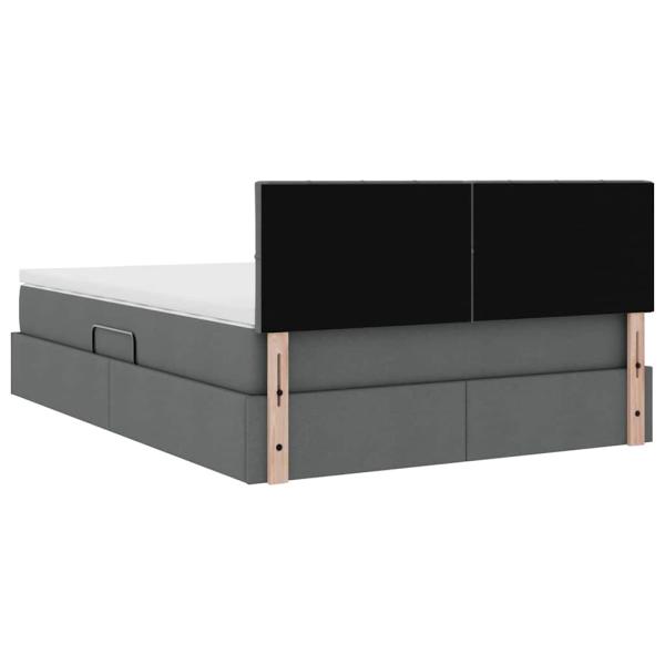 Bett mit LED-Lichtleisten Dunkelgrau 140 x 200 cm Stoff