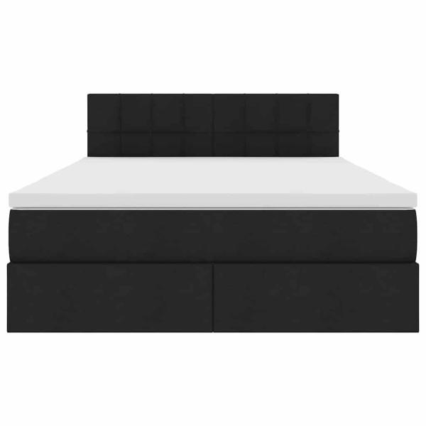 Bett mit LED-Lichtleisten Schwarz 140 x 200 cm Stoff