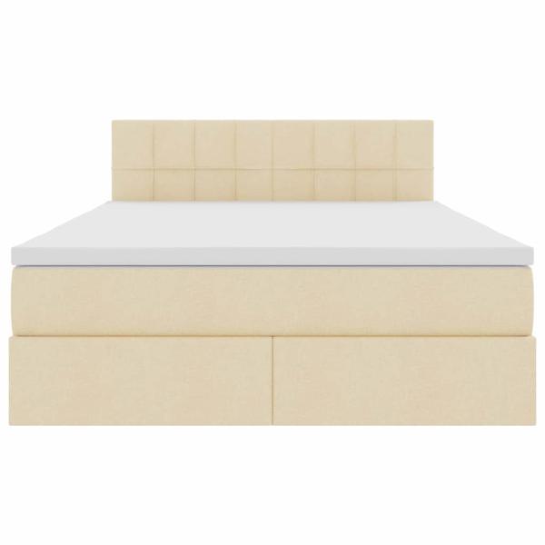 Bett mit LED-Lichtleisten mit Kopfteil Creme 140 x 200 cm Stoff