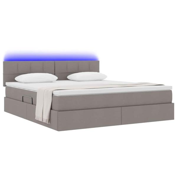 Bett mit LED-Lichtleisten mit Kopfteil Taupe 180 x 200 cm Stoff