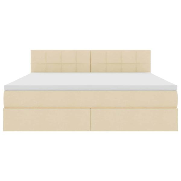 Bett mit LED-Lichtleisten mit Kopfteil Creme 180 x 200 cm Stoff