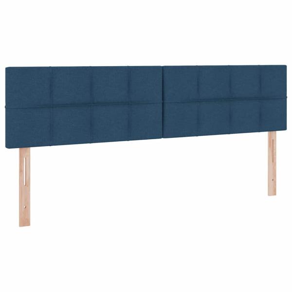 Bett mit LED-Lichtleisten mit Kopfteil Blau 180 x 200 cm Stoff