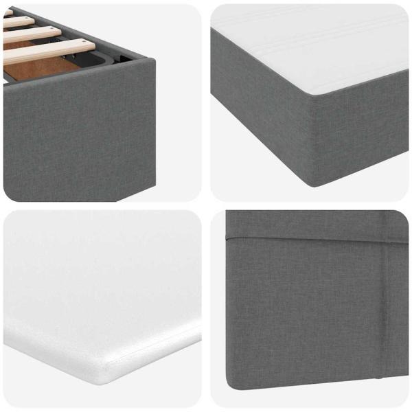 Bett mit LED-Lichtleisten Dunkelgrau 200 x 200 cm Stoff
