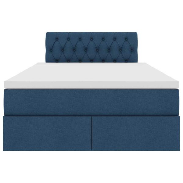 Bett mit LED-Lichtleisten mit Kopfteil Blau 120 x 200 cm Stoff