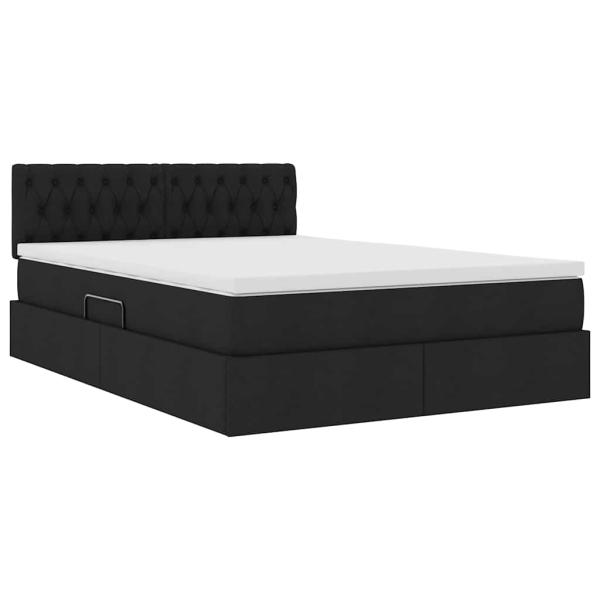 Bett mit LED-Lichtleisten Schwarz 140 x 190 cm Stoff
