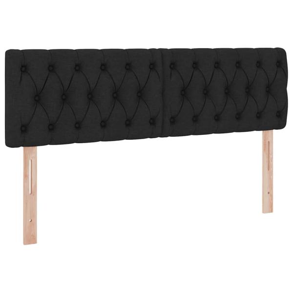 Bett mit LED-Lichtleisten Schwarz 140 x 190 cm Stoff