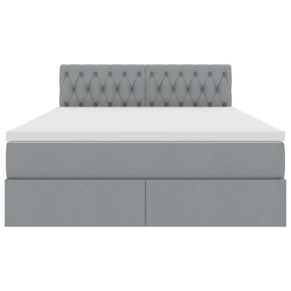 Bett mit LED-Lichtleisten Hellgrau 140 x 200 cm Stoff