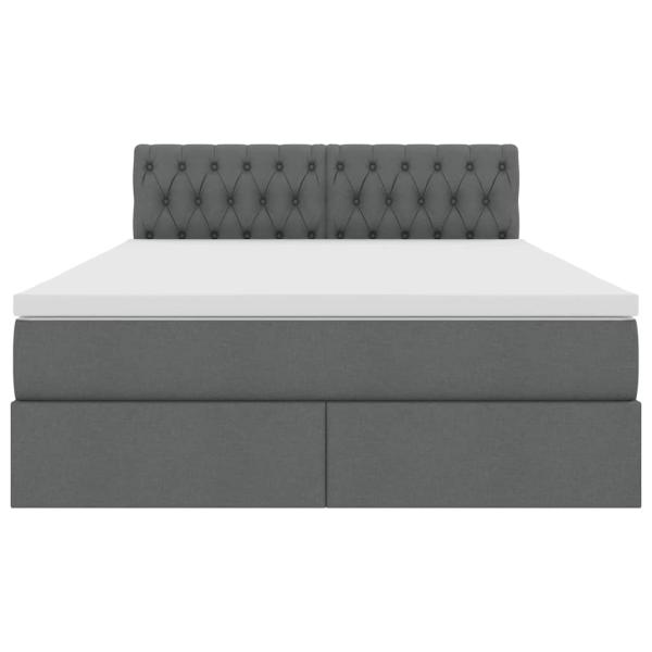 Bett mit LED-Lichtleisten Dunkelgrau 140 x 200 cm Stoff