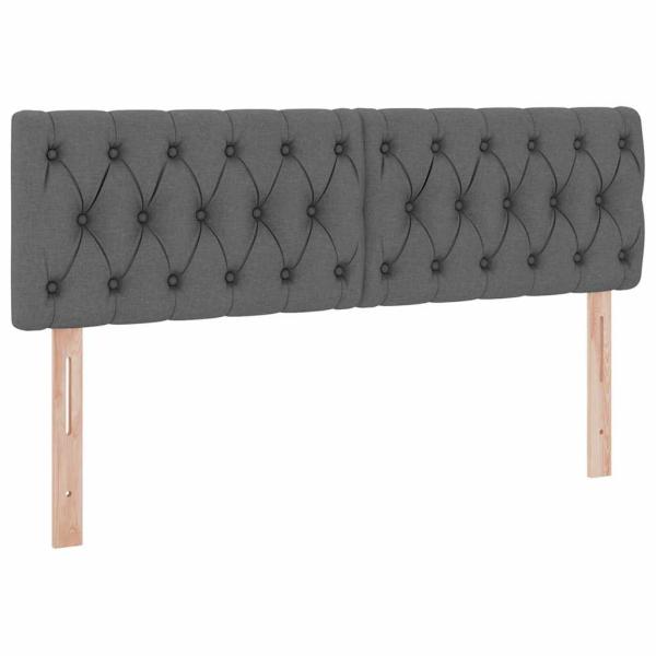 Bett mit LED-Lichtleisten Dunkelgrau 140 x 200 cm Stoff