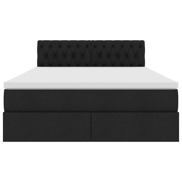 Bett mit LED-Lichtleisten Schwarz 140 x 200 cm Stoff