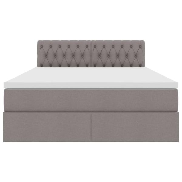 Bett mit LED-Lichtleisten mit Kopfteil Taupe 140 x 200 cm Stoff