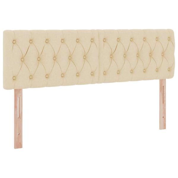 Bett mit LED-Lichtleisten mit Kopfteil Creme 140 x 200 cm Stoff