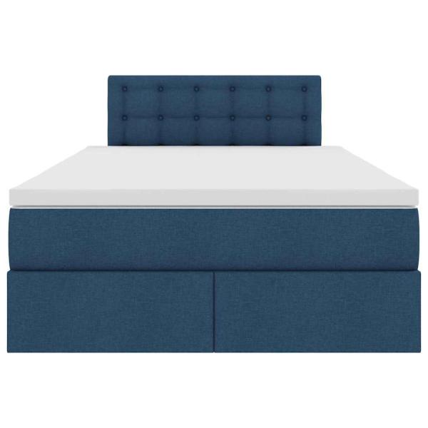 ARDEBO.de - Bett mit LED-Lichtleisten mit Kopfteil Blau 120 x 200 cm Stoff