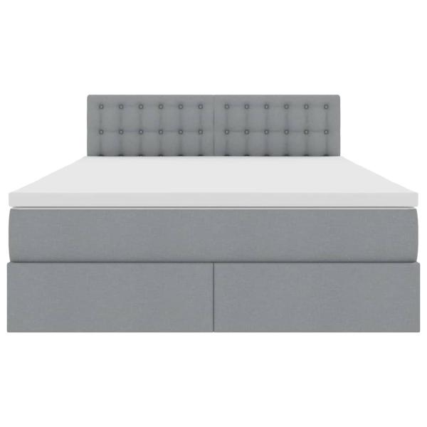 Bett mit LED-Lichtleisten Hellgrau 140 x 200 cm Stoff