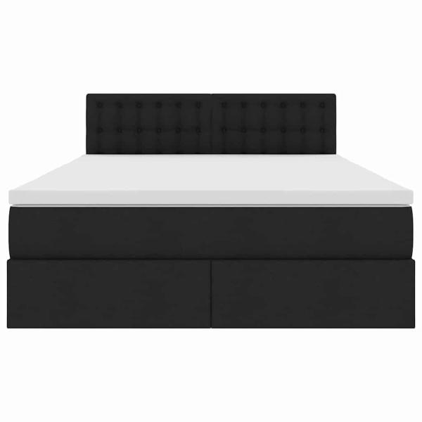 Bett mit LED-Lichtleisten Schwarz 140 x 200 cm Stoff