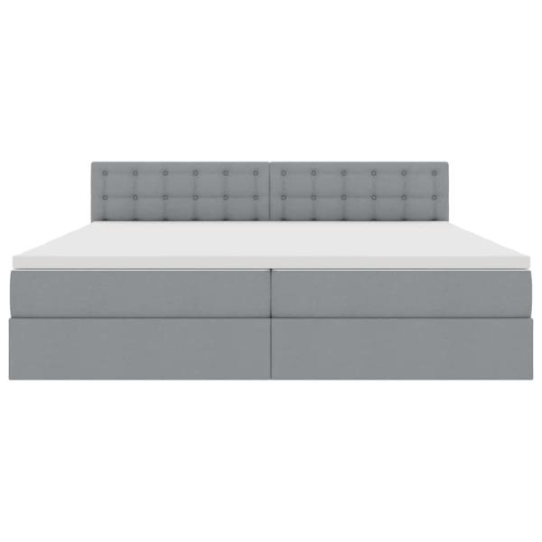ARDEBO.de - Bett mit LED-Lichtleisten Hellgrau 200 x 200 cm Stoff