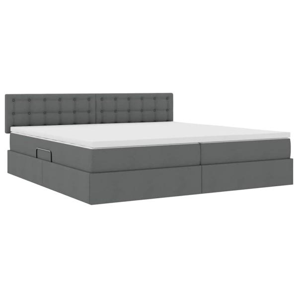 Bett mit LED-Lichtleisten Dunkelgrau 200 x 200 cm Stoff