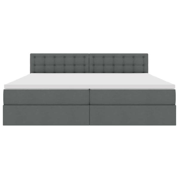 Bett mit LED-Lichtleisten Dunkelgrau 200 x 200 cm Stoff