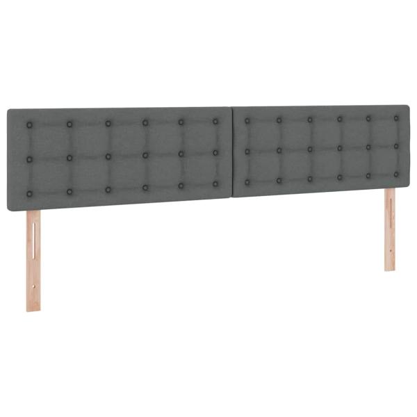 Bett mit LED-Lichtleisten Dunkelgrau 200 x 200 cm Stoff