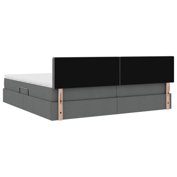 Bett mit LED-Lichtleisten Dunkelgrau 200 x 200 cm Stoff