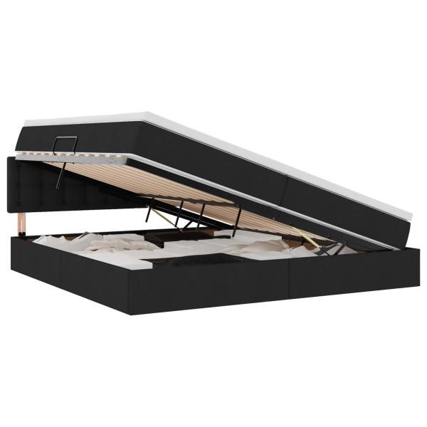 Bett mit LED-Lichtleisten Schwarz 200 x 200 cm Stoff