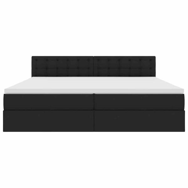 Bett mit LED-Lichtleisten Schwarz 200 x 200 cm Stoff