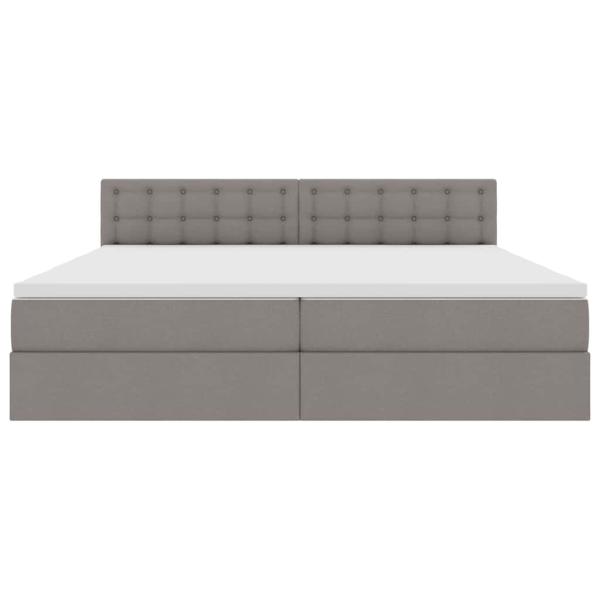 Bett mit LED-Lichtleisten mit Kopfteil Taupe 200 x 200 cm Stoff