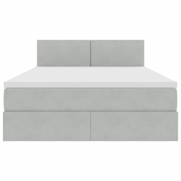 Bett mit LED-Lichtleisten Hellgrau 140 x 190 cm Samt